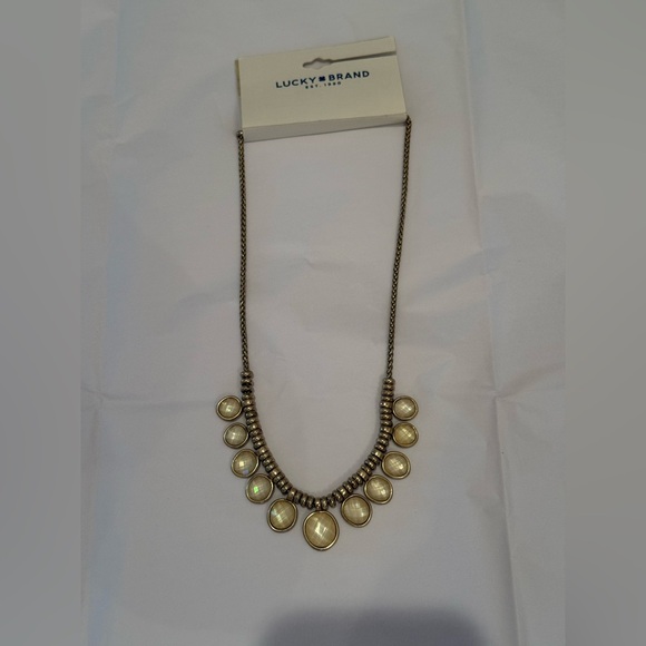 Lucky Brand Gold & Cream Statement Necklace - NWT! - Picture 1 of 2